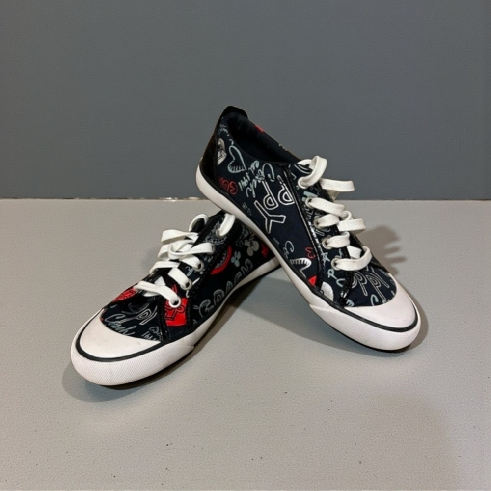 Coach Poppy Black, White and Red Sneakers W-6 EUC